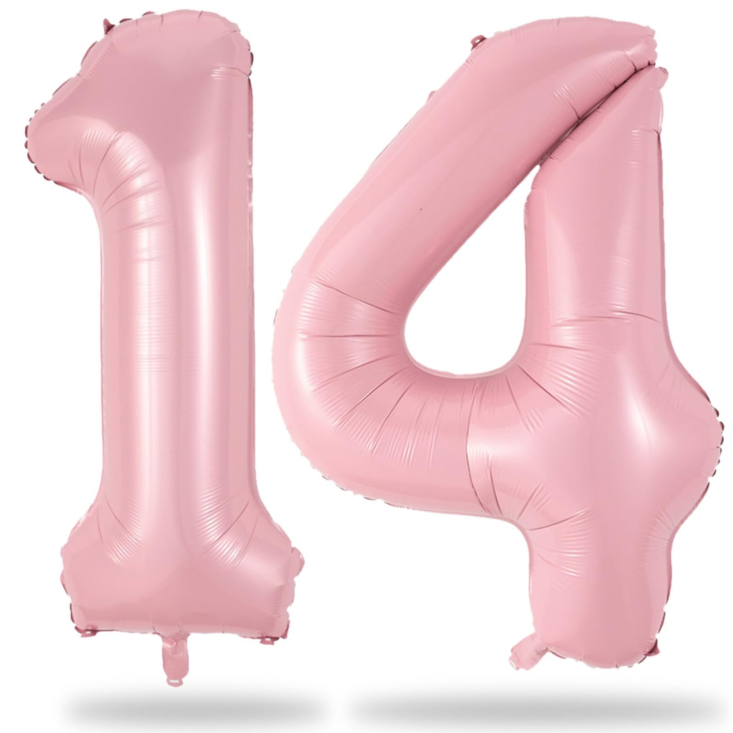 Large Pastel Pink 14 Balloon Number, Foil Number 1 & 4 Helium Balloon, 40 Inch Mylar Self Inflating Light Pink 14 Balloon Set Fo
