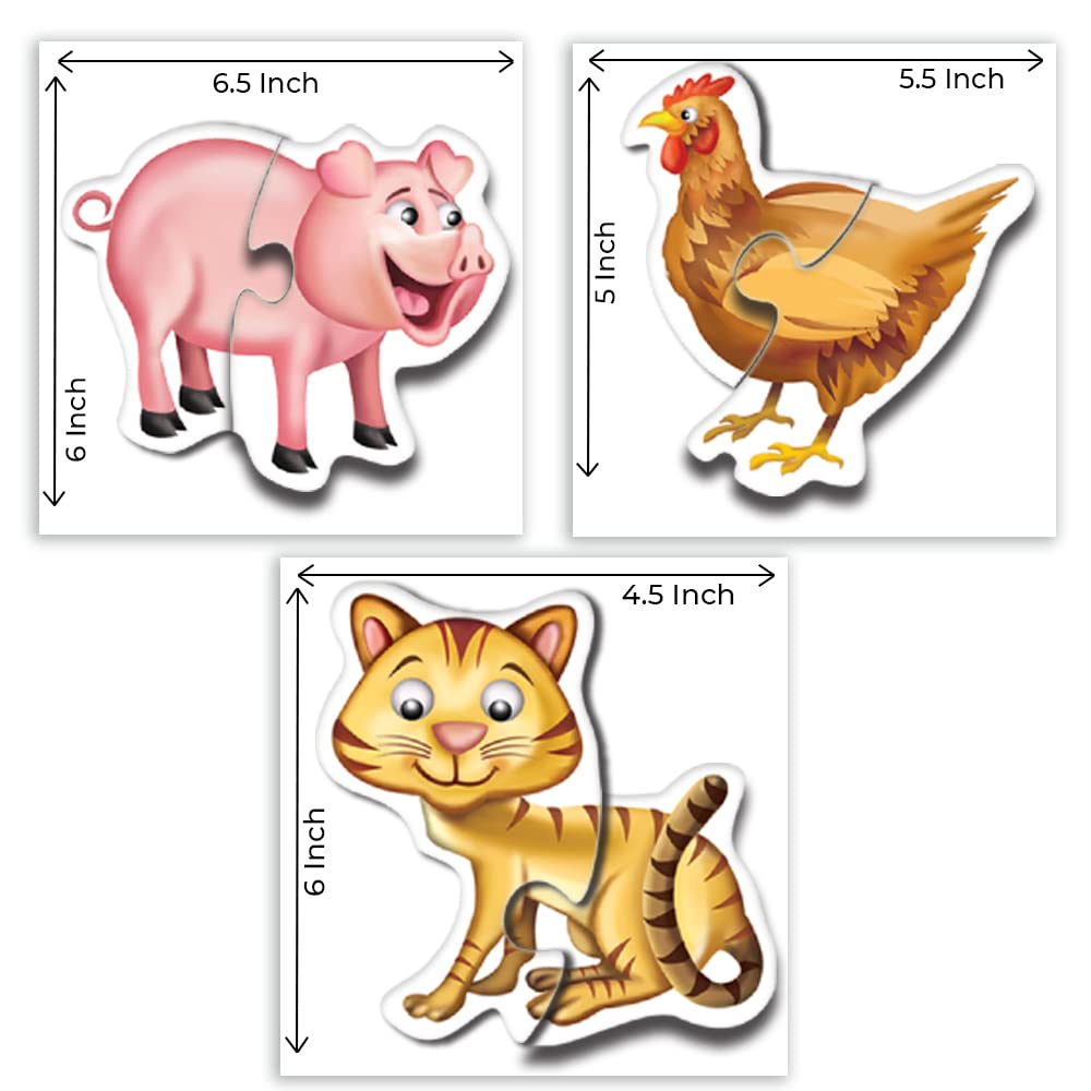 TOYKRAFTT Chunky Infant Floor Puzzle Toy, 2 Piece Animal Puzzles for Kids Age of 2 Years Above, Educational Toys Toddler Puzzles