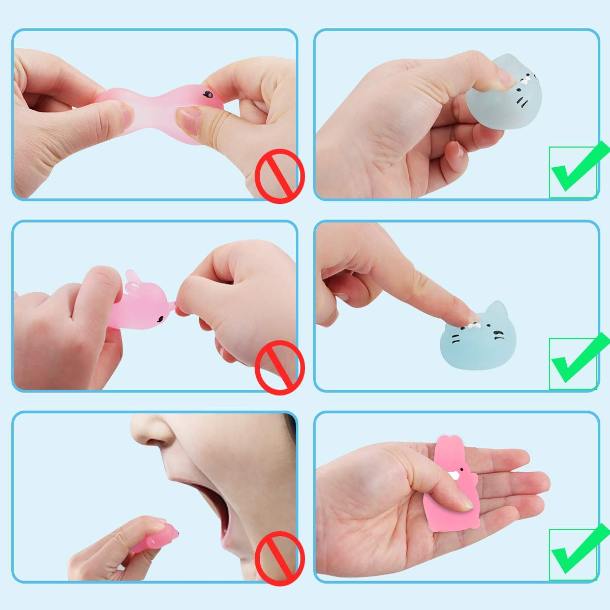 Pokonboy Mochi Squishy Toys Glow In The Dark For Party Favors - 30 Pack Mini Kawaii Cute Animal Squishies Stress Relief Squishy Animals Mochi Cat Squishy With Gift Box