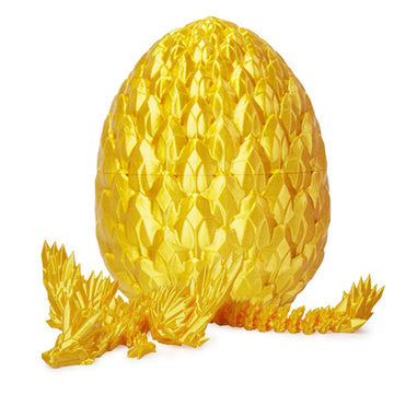 3D Printed Dragon,Articulated Winged Dragon,Crystal Dragon Surprise In Eggs, Dragon Fidget Toy For Birthday Gift (Gold)