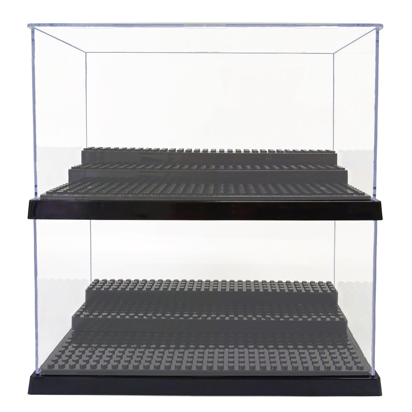 Minifigure Display Case - Black Base With 3-Tiered Steps, Eye-Catching Display Design And A Dash Of Magic - A Delight For Lego E