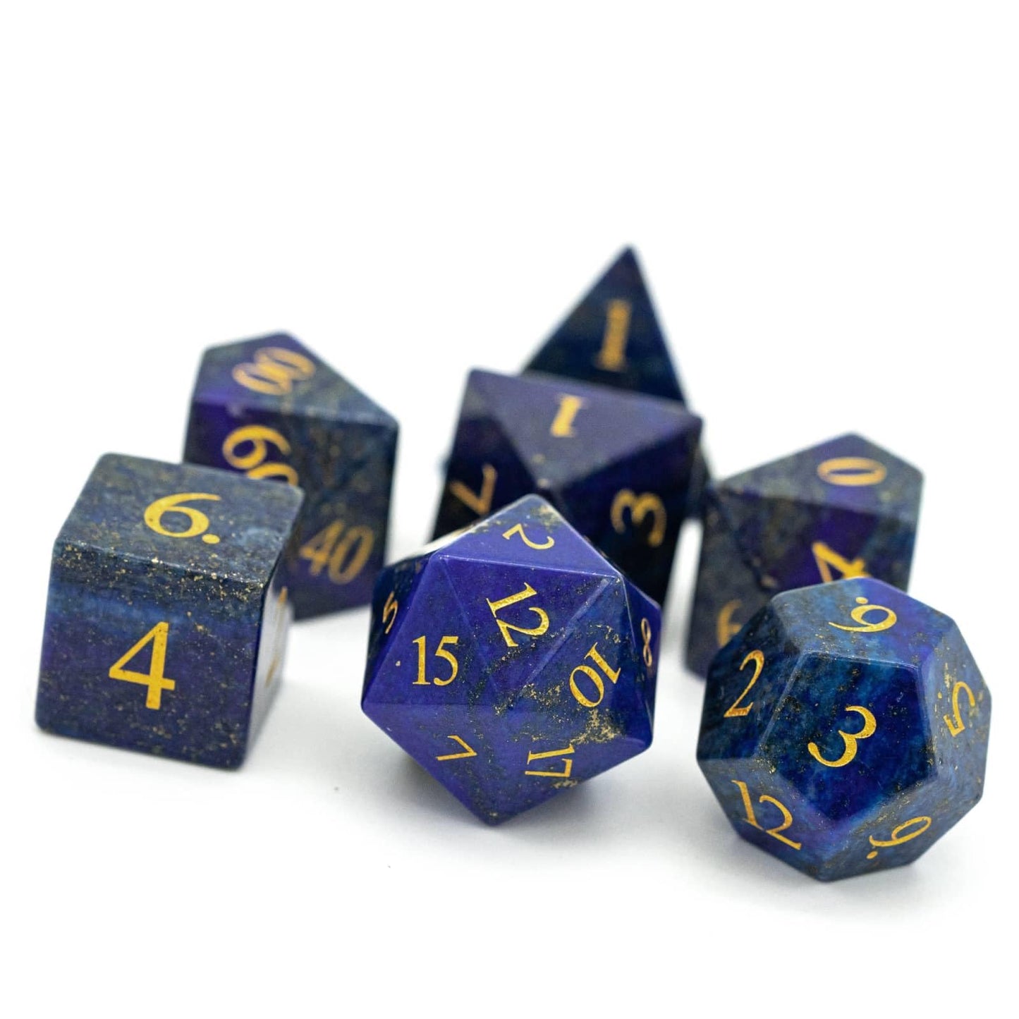 UDIXI Lasurite Stone Dice Set D&D 7PCS Gemstone Dice Polyhedral DND Dice with Gift Case for Dungeons and Dragons Role Playing Ga
