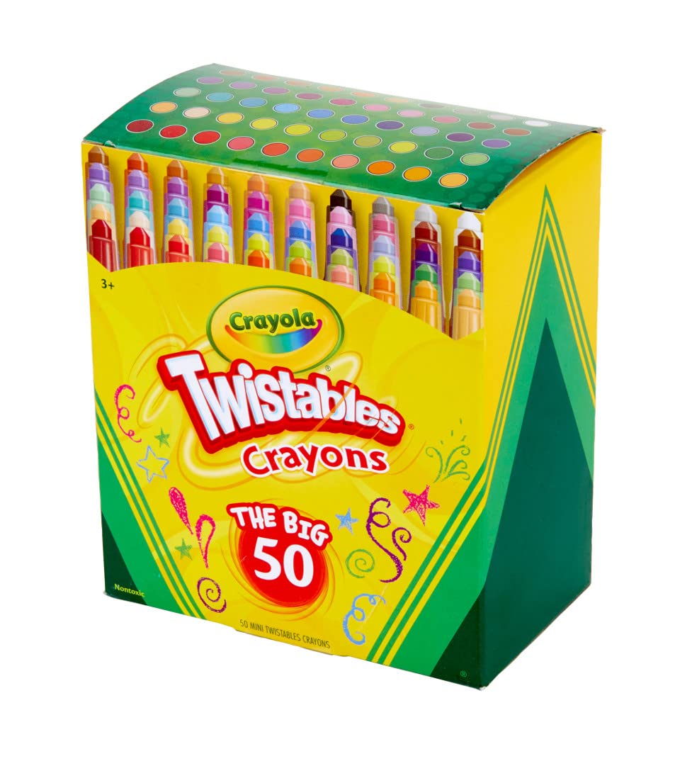 Crayola Mini Twistables Crayons For Kids (50Ct), Arts & Crafts Supplies, Toddler Crayons For Coloring Books, Easter Basket Stuffer For Kids, Gifts