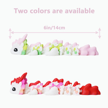 UXBSTM Cute 3D Printed Dragon 6 Articulated 3D Printed Fidget Toy Cute 3D Printed Animals Desk Decor for Christmas Birthday Gifts