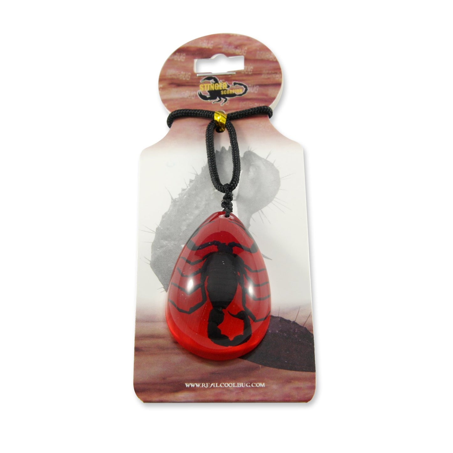 REALBUG Black Scorpion Necklace, Red, Large