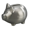 Creative Gifts International Small Pewter Pig Piggy Bank for Kids Newborn Gift Silver Brushed Non-Tarnish Nickel Plated Finish 3 x 3.75 Gift Box Included