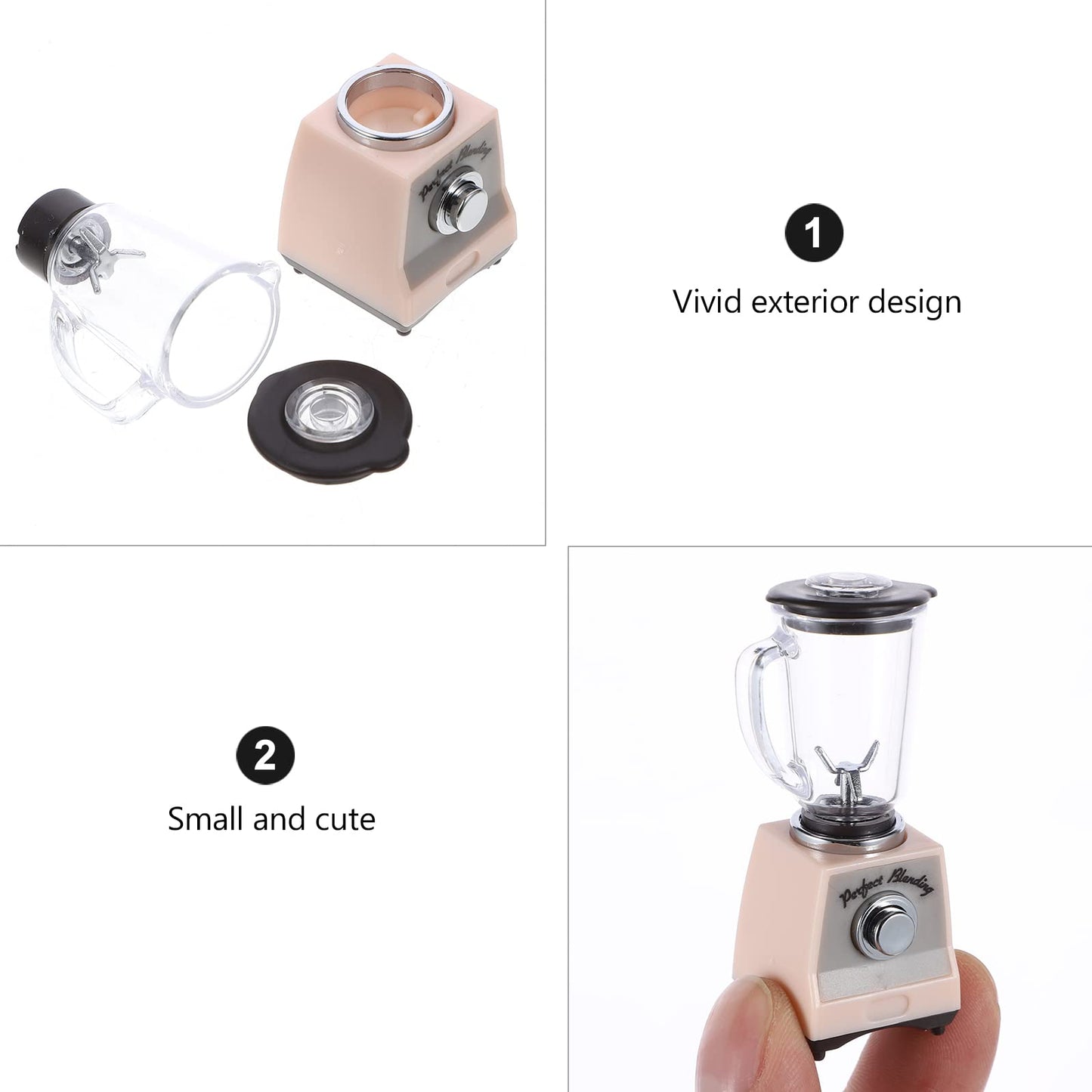 LUOZZY Mini Blender Toy for Kids, 2.16inch Tiny Toy Blender Dollhouse Accessories Smoothies Blender Toy Pretend Play Kitchen App