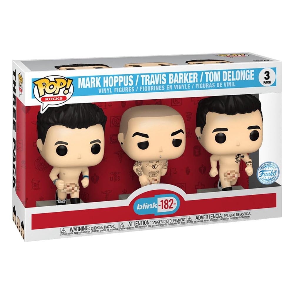 Funko POP Vinyl Figure 3-Pack - Mark Hoppus, Travis Barker & Tom Delonge - Blink 182 Exclusive HT Expo 2022 - Green, Black, White, Blue