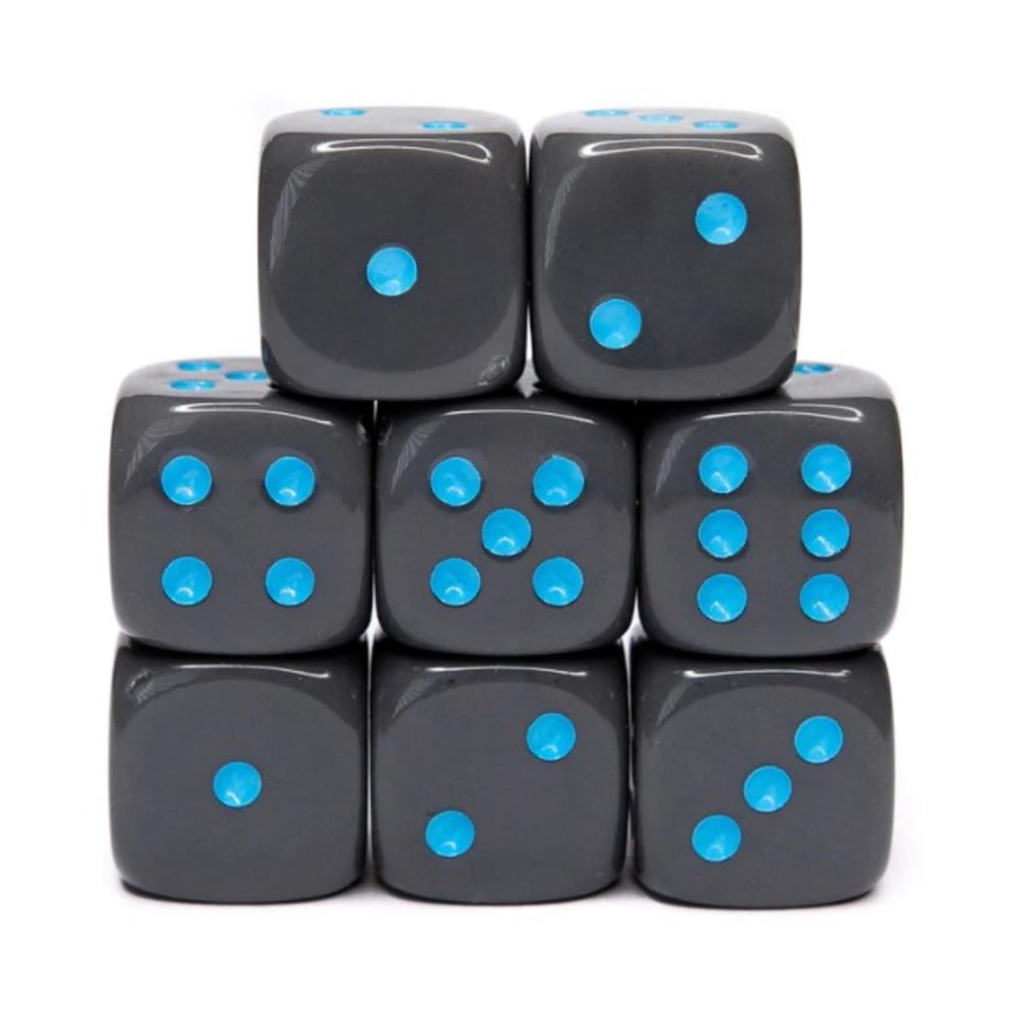 Role 4 Initiative d6 18mm Opaque Dark Gray w/Light Blue (12)