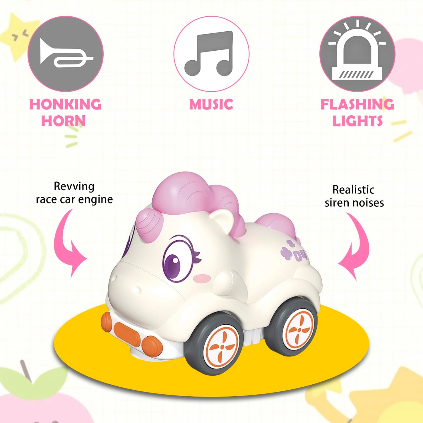 Ruitenda Remote Control Car For Toddlers, Safe & Durable Cartoon Silicone Crash-Resistant Rc Car, Unicorn Toys For 18M+ Boys & G