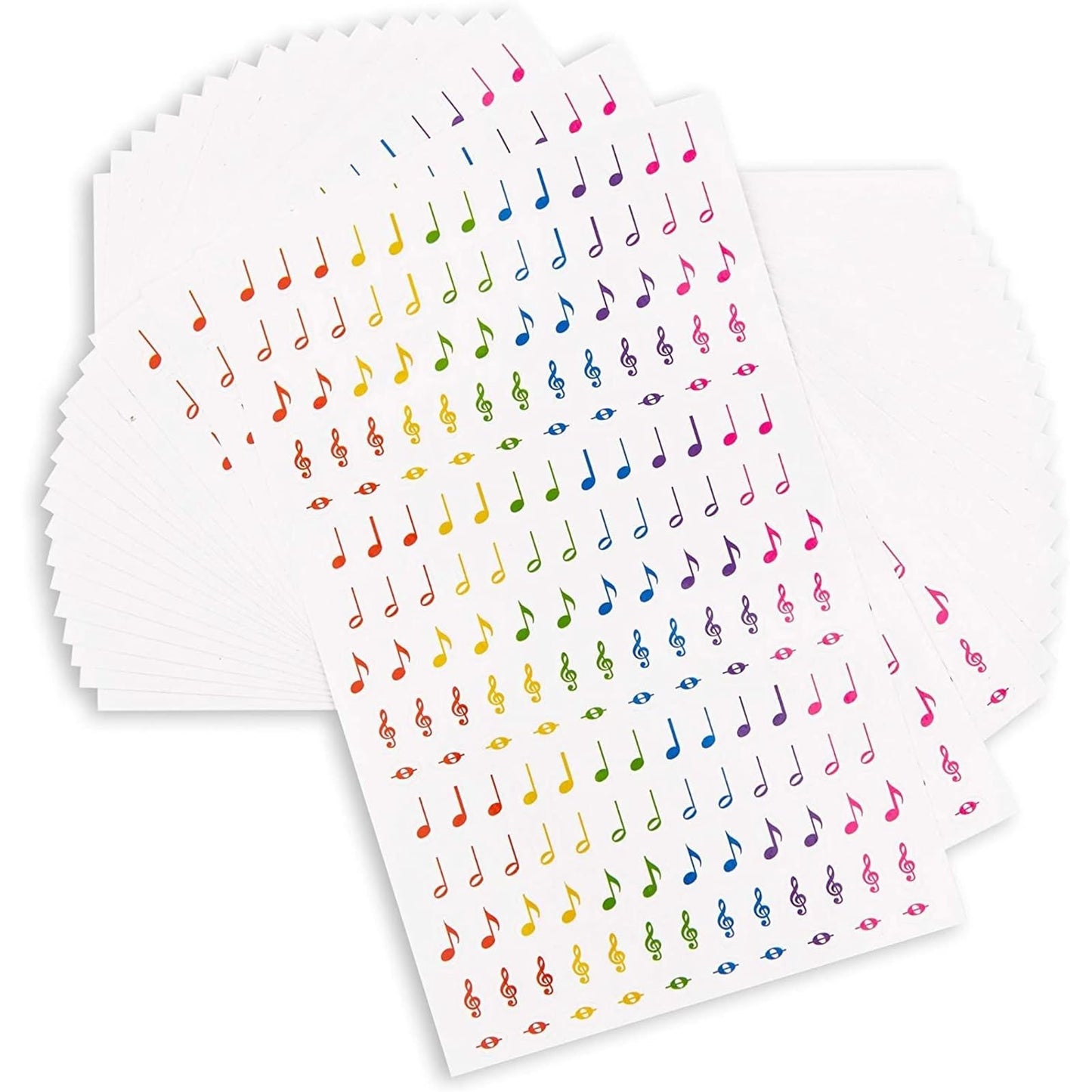 Music Note Stickers, Sticker Sheets (Rainbow, 18 Sheets, 3000 Pieces)
