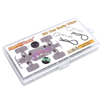 HobbyPark 150 Pieces Universal Bent RC Body Clips Car Clips Silver & Black R Clips for All 1/10 1/12 Scale Redcat HPI Tamiya HSP