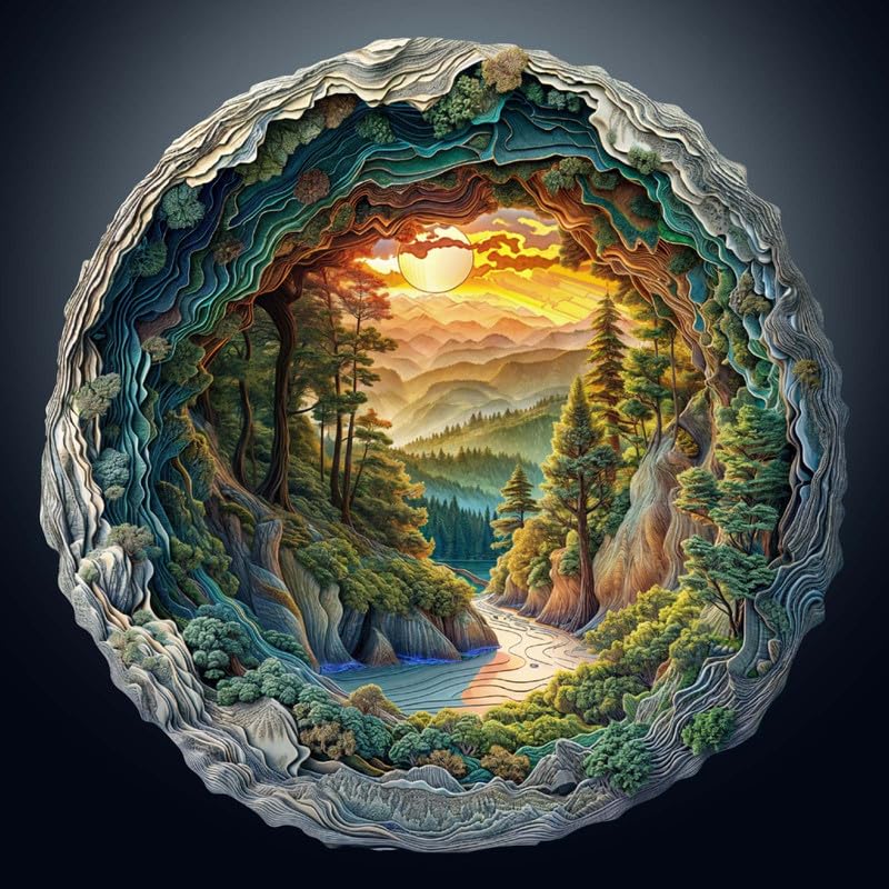 Woodemon Wooden Puzzles For Adults, 3D Cave Forest (M-200Pcs) Wooden Jigsaw Puzzles For Kids, 11.4 * 11.3In Unique Shaped Animal