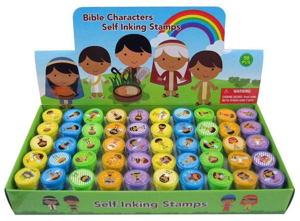 Tiny Mills 50 Pcs Bible Characters Religious Assorted Stampers for Kids