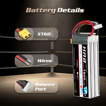 HRB 6S 1800mAh Lipo Battery with XT60 Plug 50C 22.2V RC Lipo Battery Compatible with RC Airplane Helicopter Quadcopter Car Truck