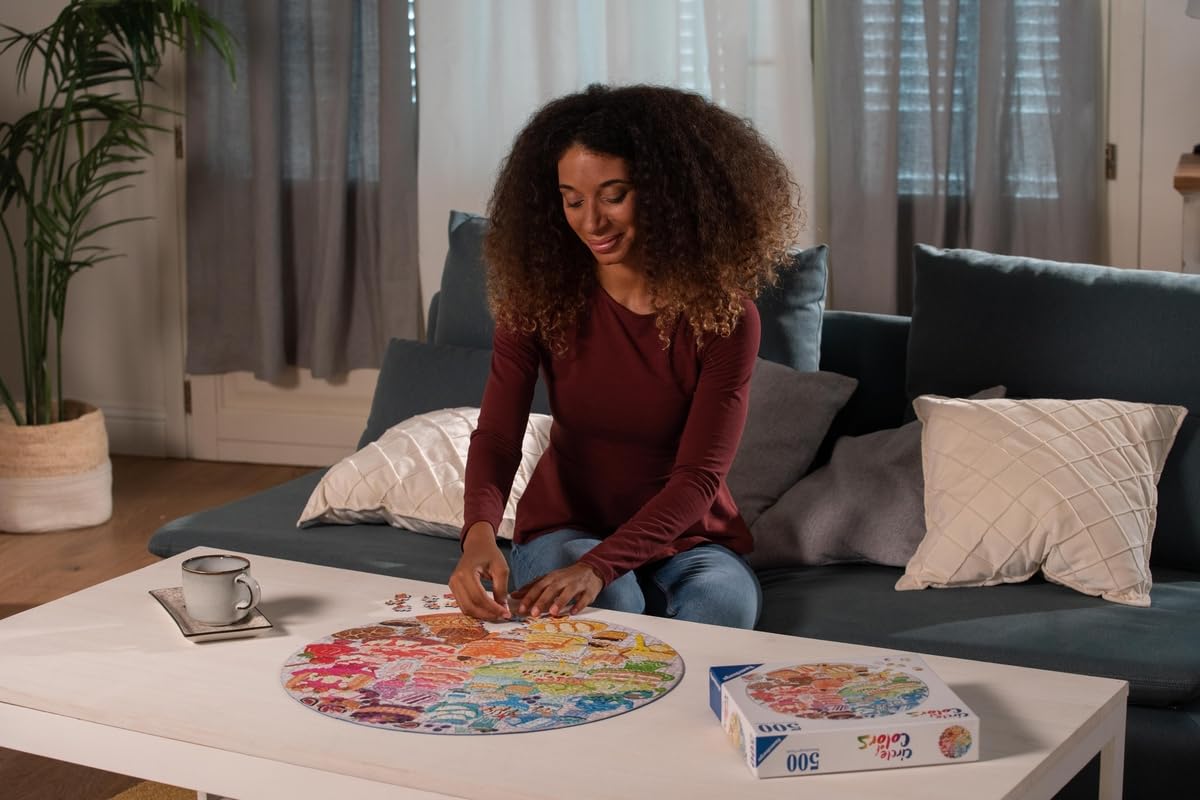 Ravensburger 500 Piece Round Jigsaw Puzzle - Circle of Colors, 20.5" Diameter, Multicolor, Cardboard, Model 17351