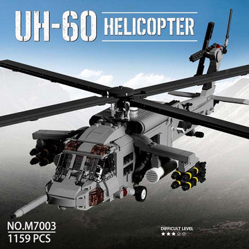MISINI M7003 UH-60 Black Hawk Helicopter Building Blocks Set 1159 Pieces Military Series Air Force Medium Utility Helicopter 1:35 mature-themed Collection Toy Gift Model Aircraft