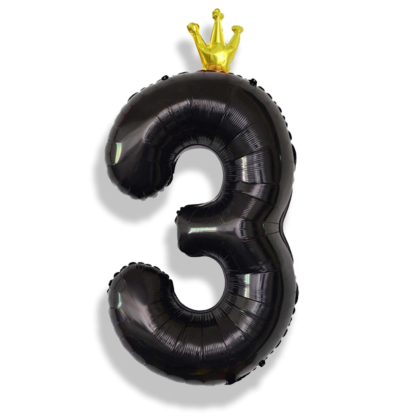 3Rd Birthday Number Balloons For Girls, 40 Inch Black Foil Number Balloons, Large Crown Number Balloons 0-9 Set For Boys 30Th Bi