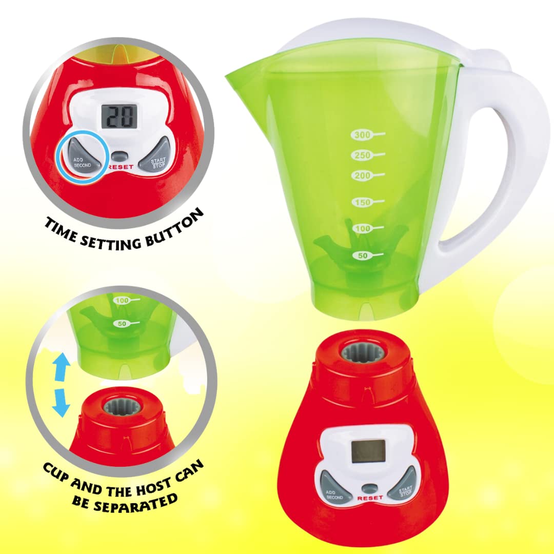Junior Smoothie Maker Juicer Set - Electric Toy Mixer Juice Blender with Plastic Play Food, Kitchen Toys for Kids, Lights and So