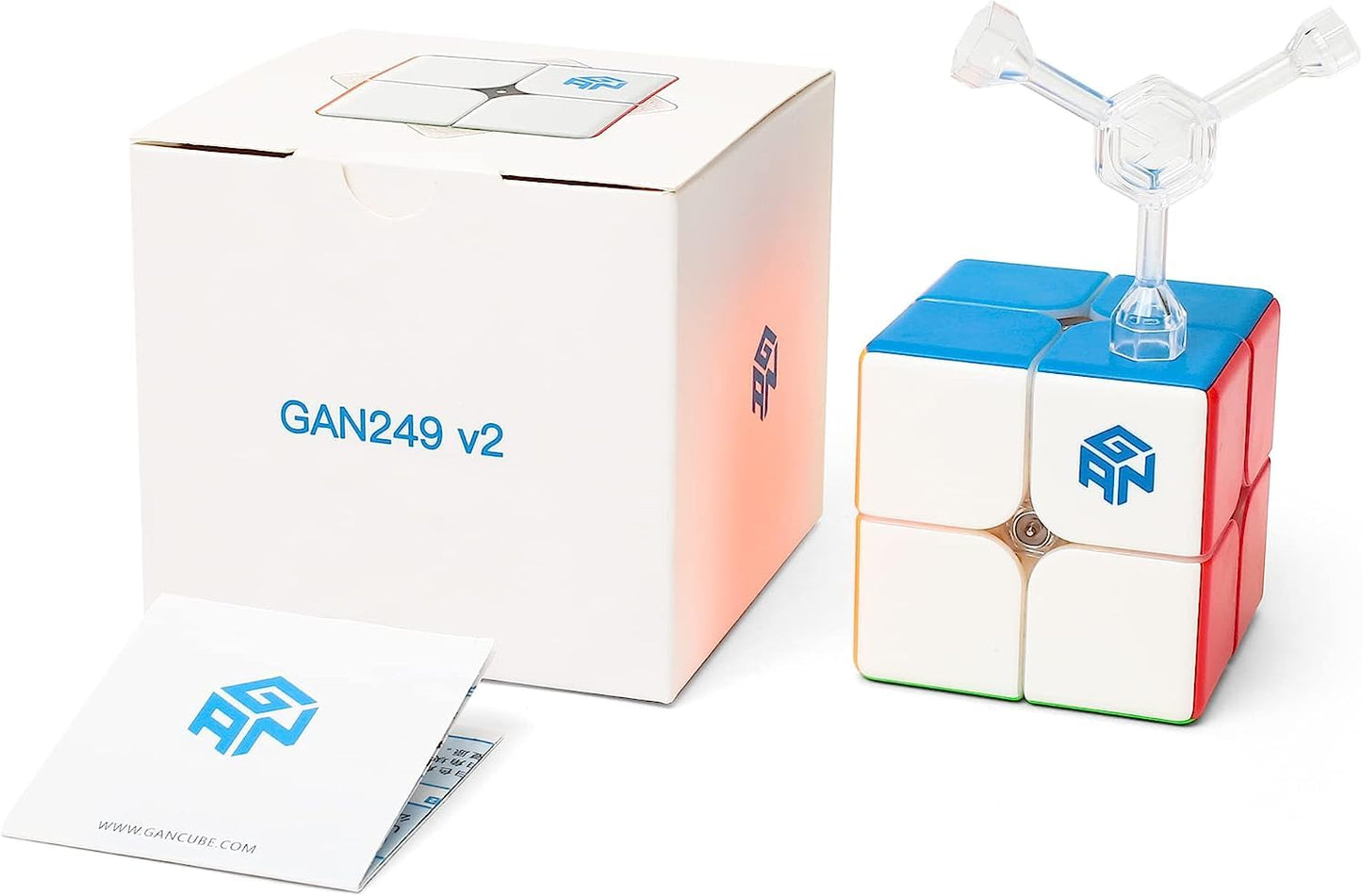 GAN 249 V2 2x2 Speed Cube - Stickerless Magic Cube Puzzle Toy, 49mm Standard