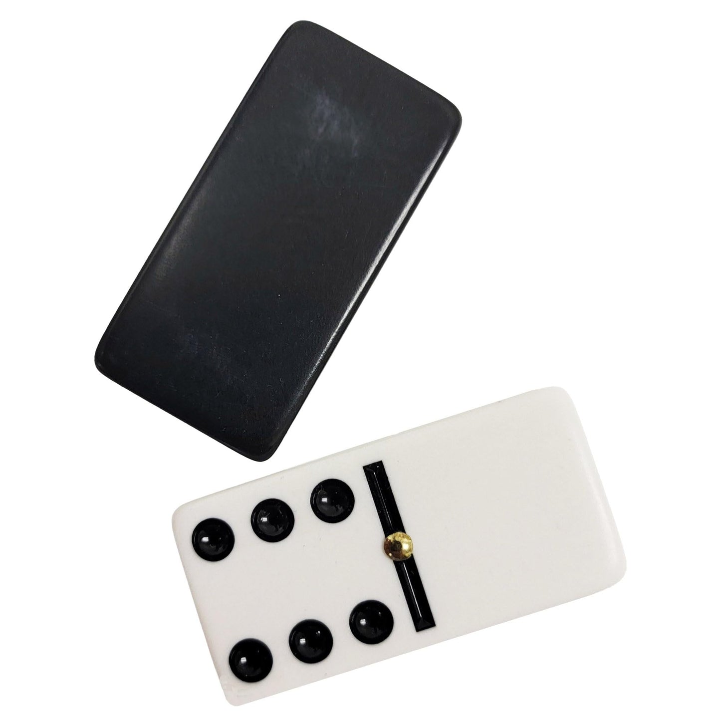 Marion & Co. Domino Double Six 6 Two Tone Black And White Tiles Jumbo Tournament Professional Size With Spinners In Black Elegant Velvet Bag