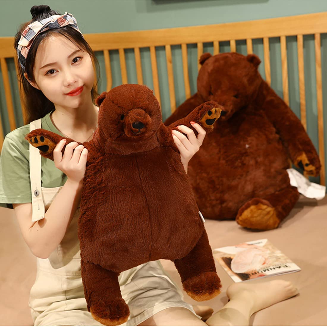 Yeqivo Huge Bear Plush Toy Brown Giant Bear Plush, 60Cm Big Stuffed Bear Soft Simulation Big Bear Stuffed Animal Plush For Kids Girlfriend