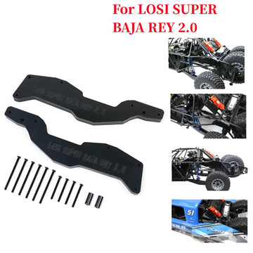 XBERSTAR 2PCS Pipe Frame Rear Reinforced Support Parts for 1/6 LOSI Super Baja Rey 2.0 RC (Black)