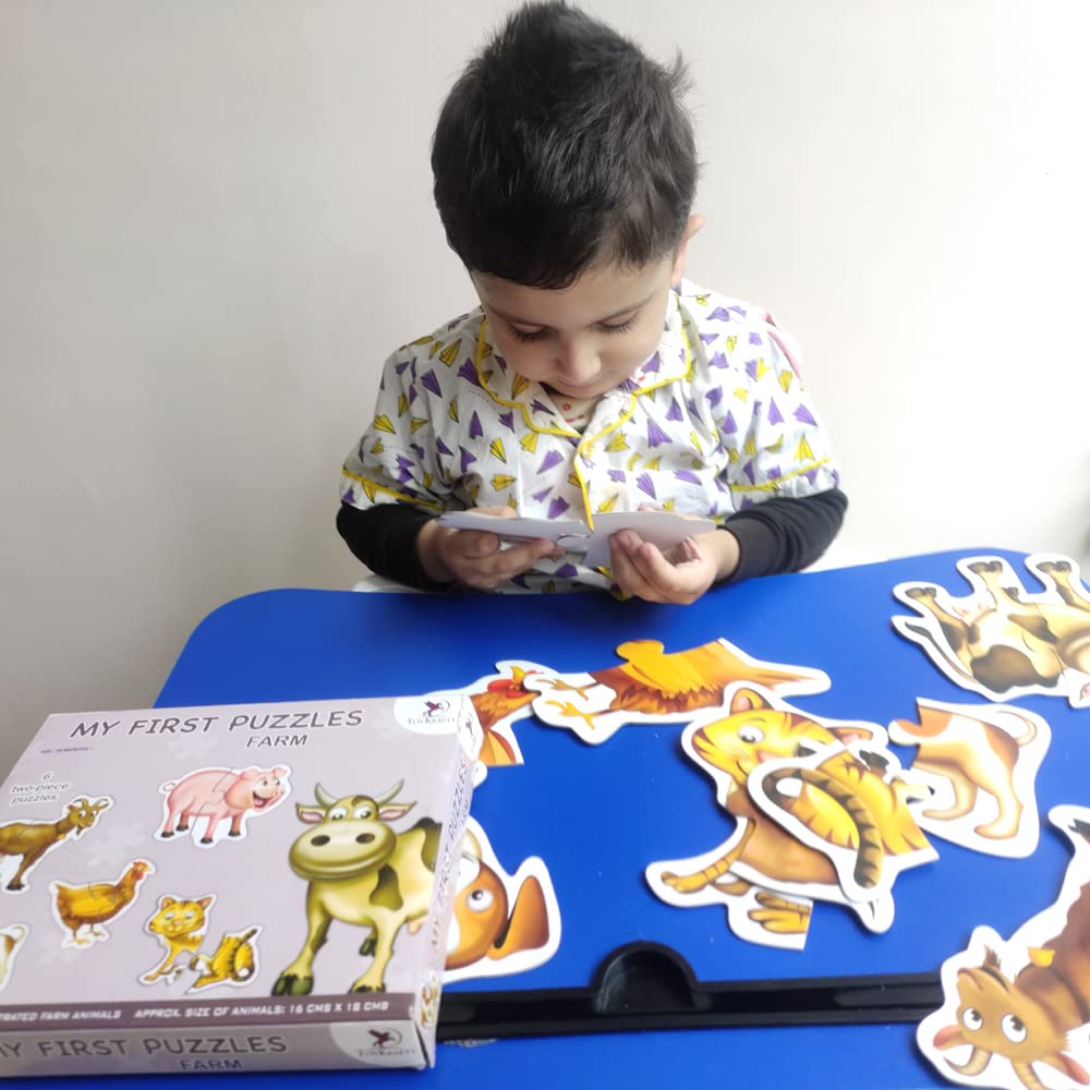 TOYKRAFTT Chunky Infant Floor Puzzle Toy, 2 Piece Animal Puzzles for Kids Age of 2 Years Above, Educational Toys Toddler Puzzles