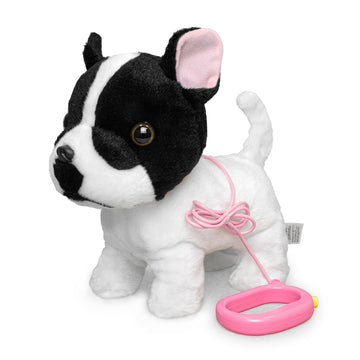 Yh Yuhung Walking French Bulldog Puppy Stuffed Animal With Remote Control Leash, Walking And Barking Bulldog On Leash Toy, Electronic Dog Toy For Kids Age 3-5