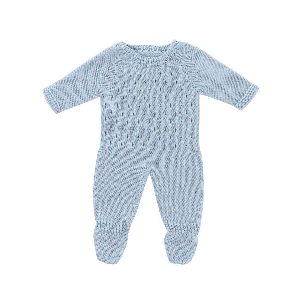 Miniland Clothes For Dolls 15'' Knitted Pajama Blue Color - Eco, Made In Spain, Quality, Role Play, Educational