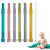 Fu Store Hollow Teether Tube - 6 Pack Silicone Chew Straw Toys for Infants, BPA Free, Multicolor, Safe for Freezing and Dishwashing