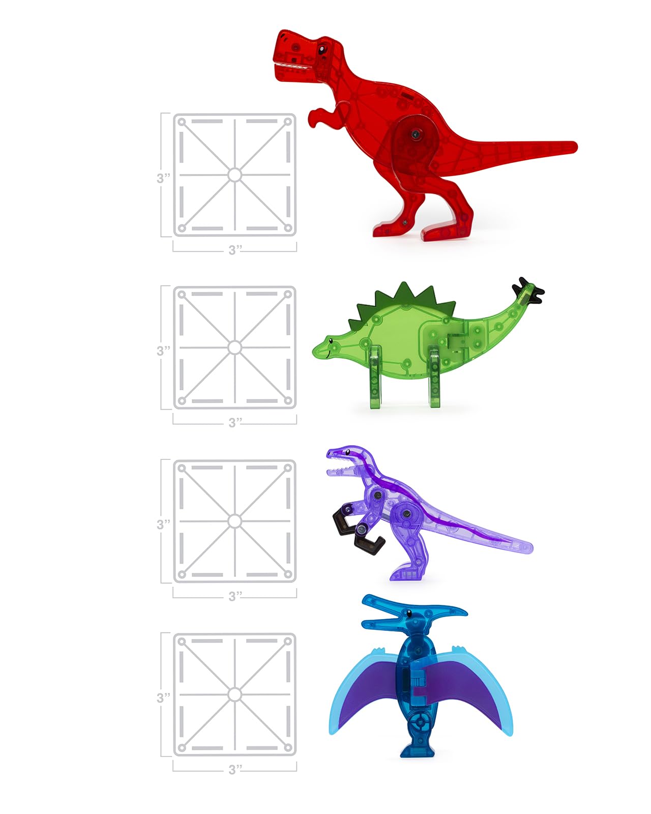 Magna-Tiles Dino World 40-Piece Magnetic Construction Set, The Original Magnetic Building Brand