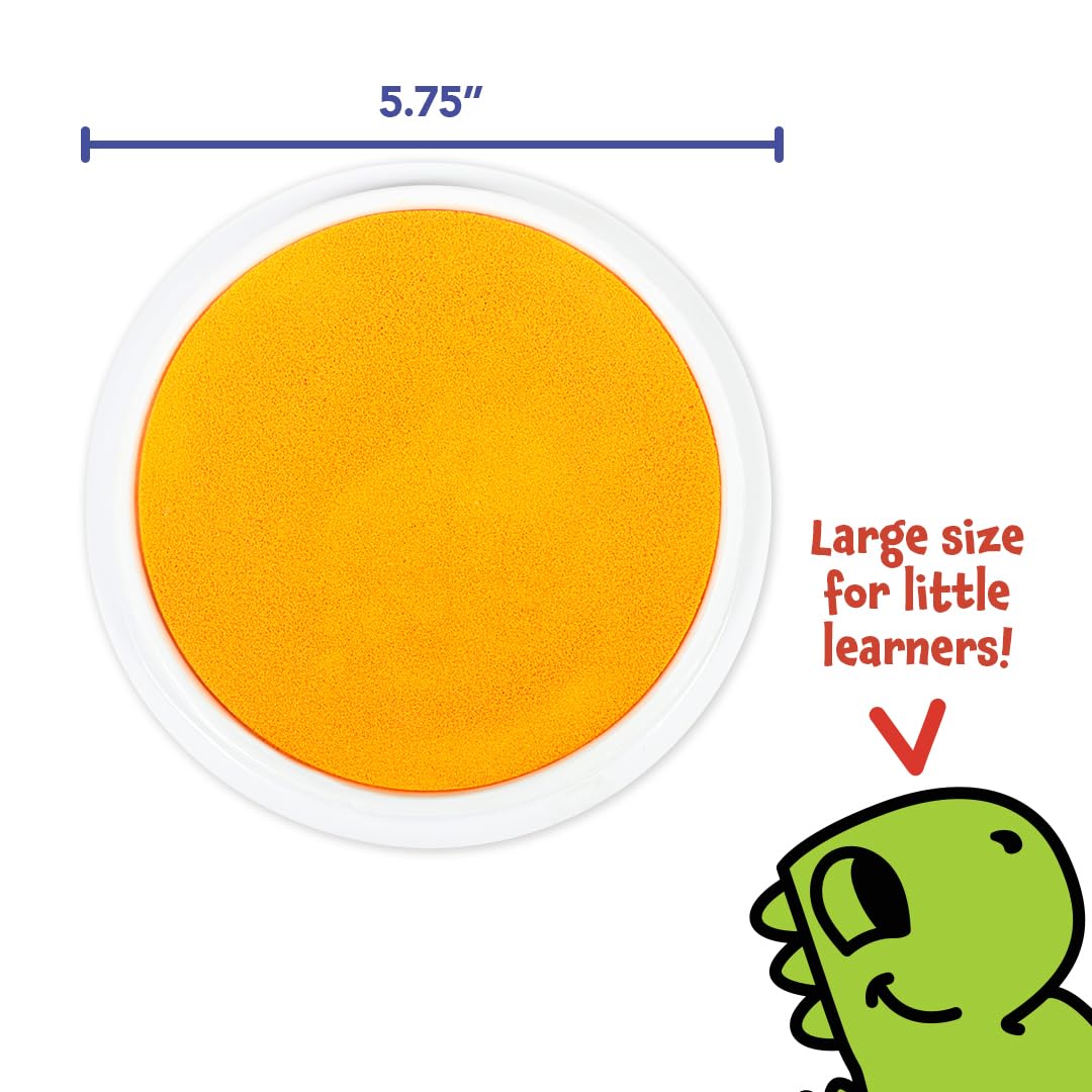 Ready 2 Learn Jumbo Circular Washable Stamp Pad - Yellow - 5.75' Dia. - Non-Toxic - Fade Resistant - Ideal Size For Handprints And Footprints