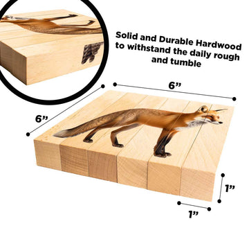 Wooden Animal Chunky Puzzles For Toddlers 2+ Years - Montessori 4 In 1 Woodland Creature Block Puzzle Toy