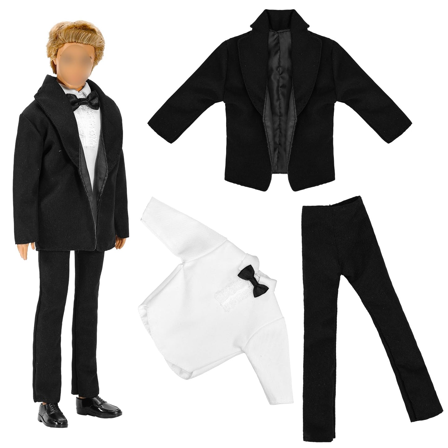 Barwa Wedding Set White Wedding Dress With Veil And Formal Suit Outfit For Boy & Girl Dolls