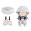 GDLSYLGHY Doll Clothes Set for Labubu Elegant Outfits Suits Optimal for Your 5.9-6.7in Dolls Dressing Up Clothing Accessories with Random Color Rain Boots(White Overalls Suit with Hat)