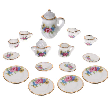 Toddmomy Miniature Tea Sets Dollhouse Porcelain Tea Set 1 12 Scale Miniature Dollhouse Accessories Kitchen Miniature Decor for D