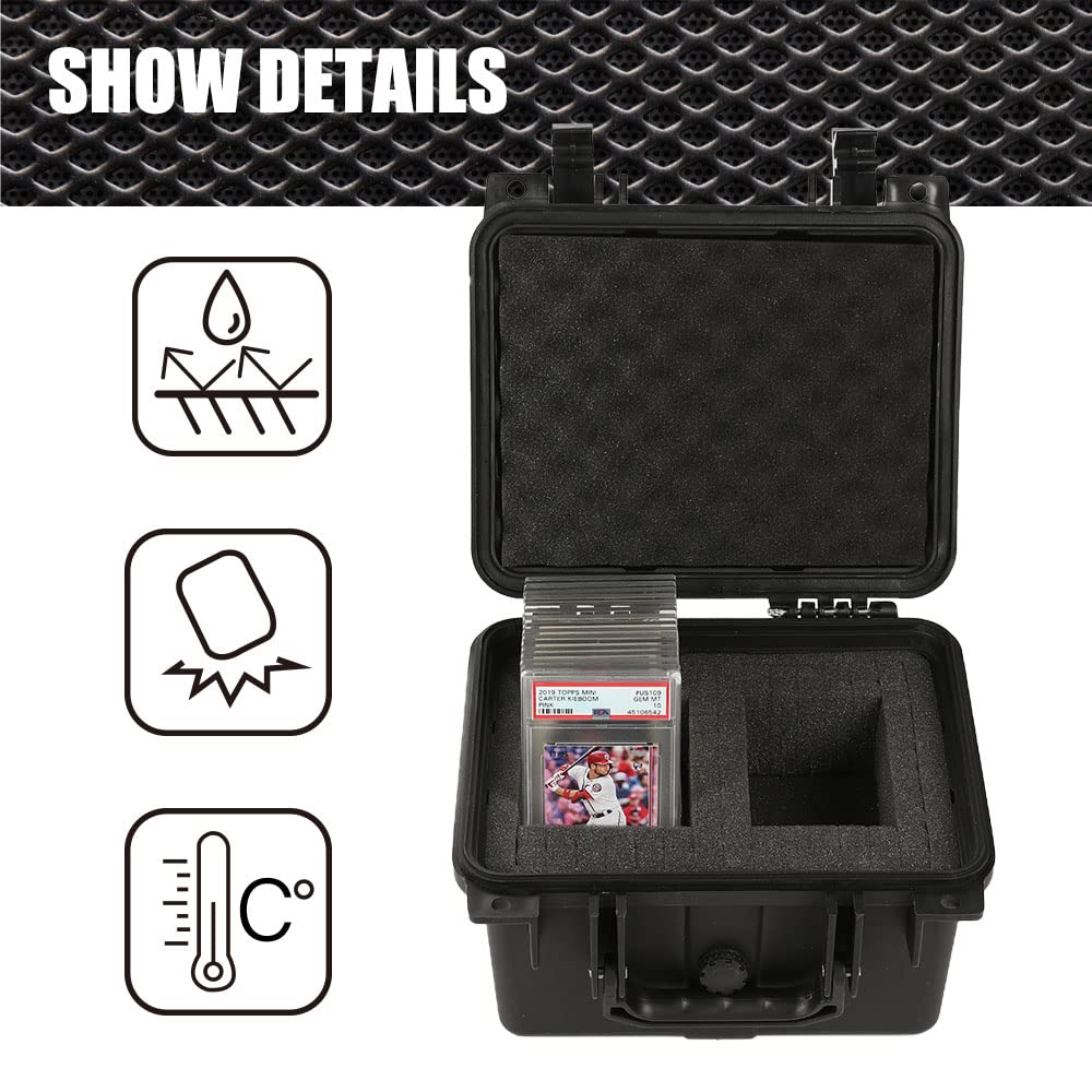 G-Plus Graded Card Storage Box For Bgs Psa Sgc Fgs Weatherproof Graded Sports Trading Cards(Small, Black)