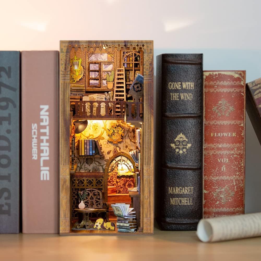 Fsolis Diy Book Nook Kit, Diy Dollhouse Miniature Kit Diy Home Decor Bookshelf Decorative Books Eternal Bookstore Bookshelf Insert Miniature House Kit Book Nook Kits For Adults (Ys05)