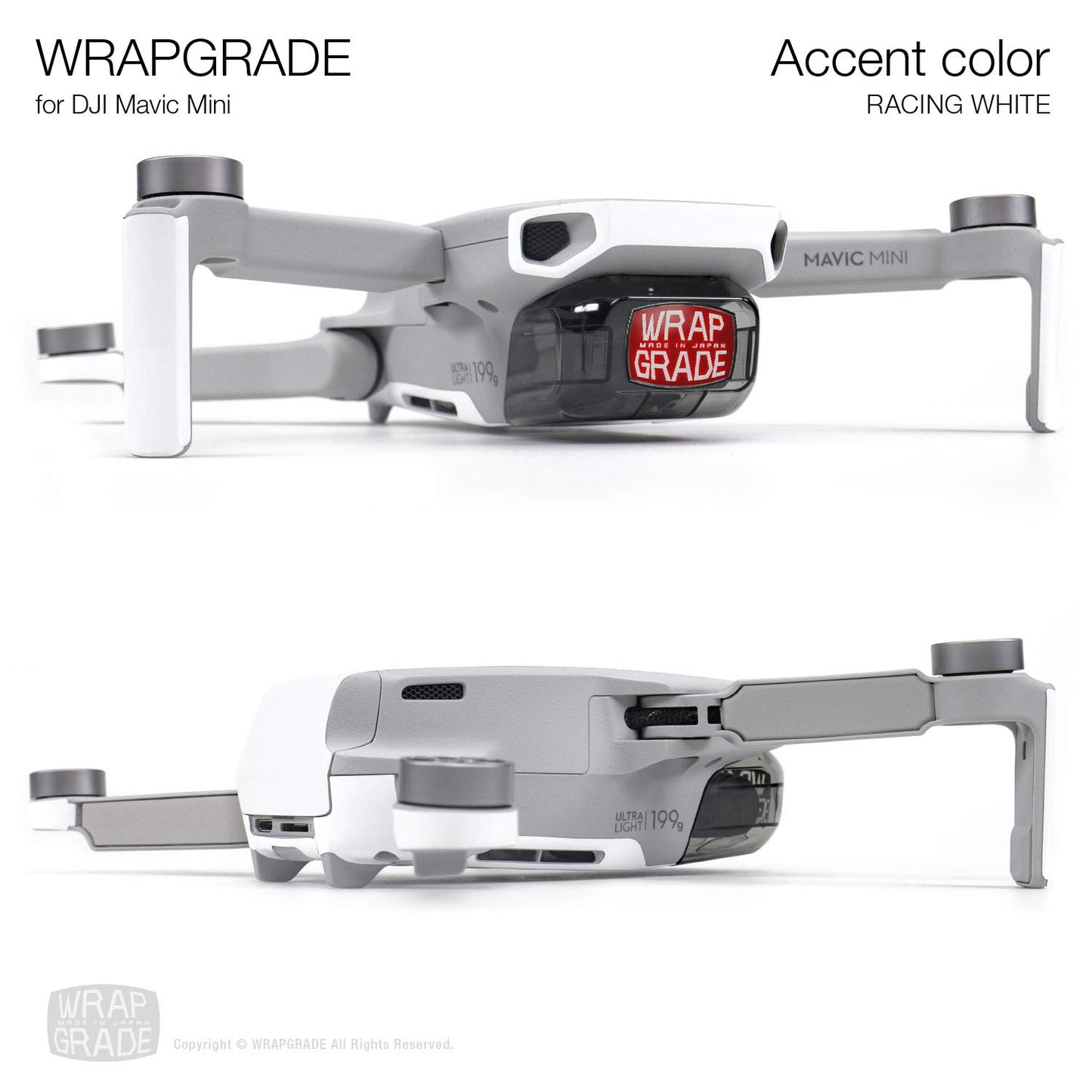 Wrapgrade Skin Compatible With Dji Mavic Mini | Accent Color (Racing White)