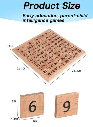 Umbresen Wooden Toys Hundred Board Montessori 1-100 Consecutive Numbers Early Childhood Toys Digital Board For Kids With Storage Bag