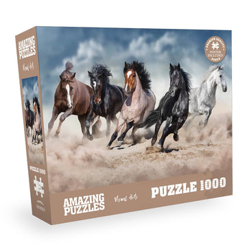 AMAZING PUZZLES 1000 Piece Jigsaw Puzzle - Wild Horses, 19x27in, Cardboard, Model 1000HORSES