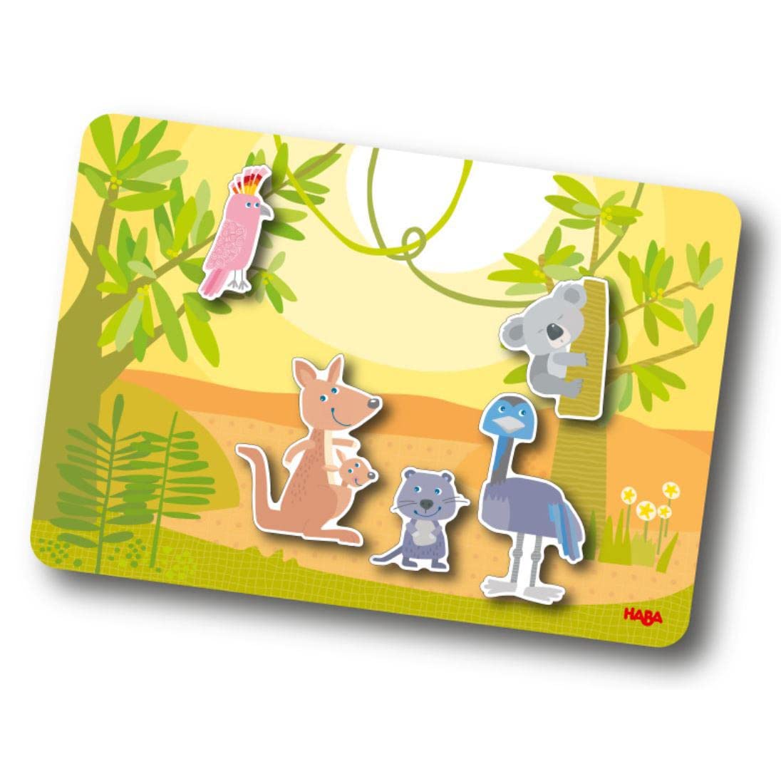 HABA Magnetic Game Box World of Animals in Their Habitats - 62 Magnetic Pieces in Cardboard Carrying Case with 4 Background Scen