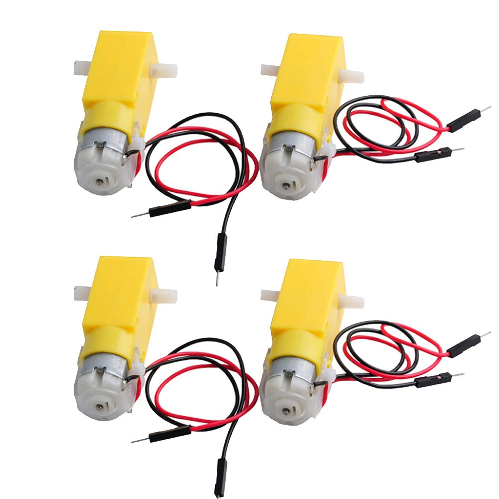 Stemedu 4PCS DC TT Motor Gearbox Motor - 3-6V Dual Shaft Geared Electric Motors for Ar-duino Smart Car Chassis - 200RPM Ratio 1: