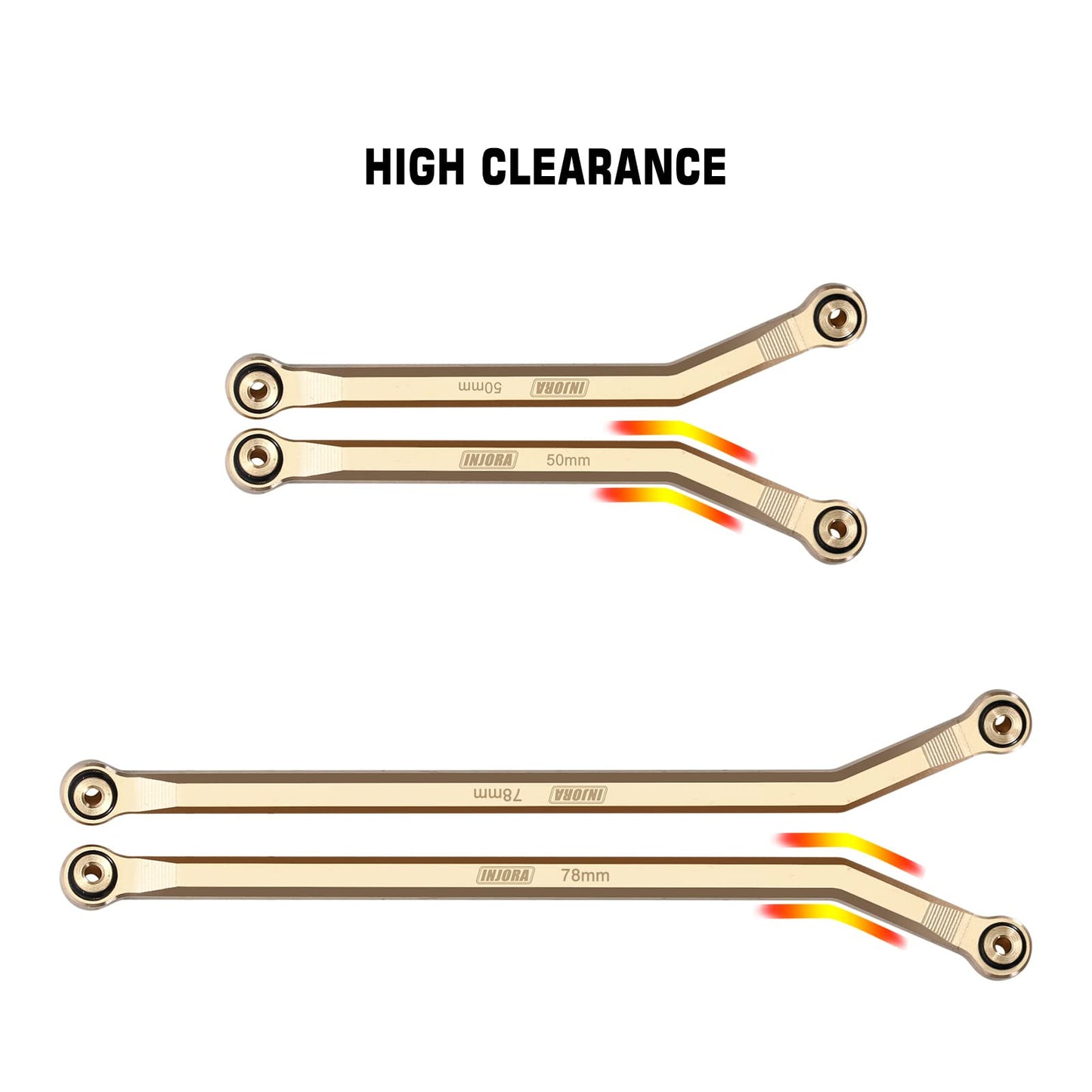 INJORA Brass High Clearance Front 4 Links Set 43g Links Set for SCX24 Gladiator Dodge Power Wagon Axial 1/24 RC Crawler Car, 8PC