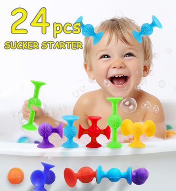Createview Suction Bath Toys For Baby, 24 Piece Starter Set Suction Cup Toys Preschool Sensory Fidget Toys For Toddlers 1-3 4-8