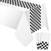 Car Birthday Party Supplies Racing Party Decorations Road Tablecloth Racetrack Table Runner Table Covers For Kids Boy Car Theme Birthday Party, 54 X 108 Inch (Black White Checkerboard,3 Sheets)