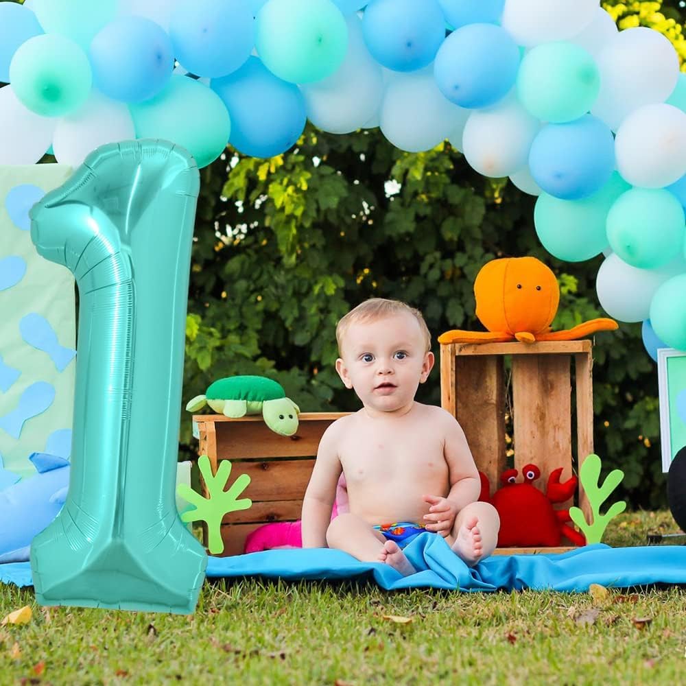 Toniful 40 Inch Large Teal Blue Number 13 Balloons Giant Digital 13 Or 31 Helium Balloons, Foil Mylar Big Number Balloons For 13