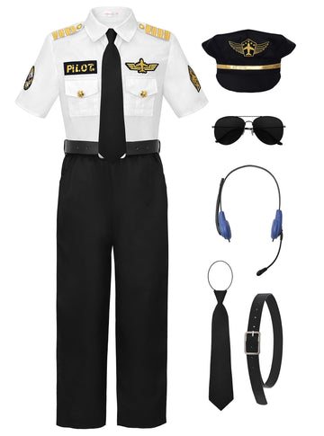 Relibeauty Pilot Costume For Kids With Accessories Airline Captain Pilot Costume Dress Up Career Day,150