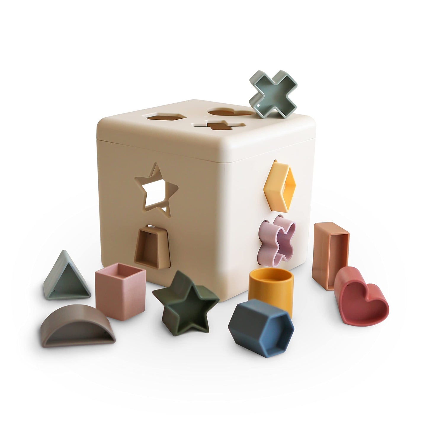 Mushie Shape Sorting Box | Educational Learning Toy For Toddlers With 12 Shapes | Made In Denmark (10+ Months)